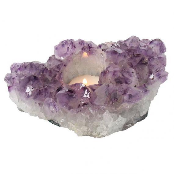 Amethyst Crystal Tealight Holder with Tealights