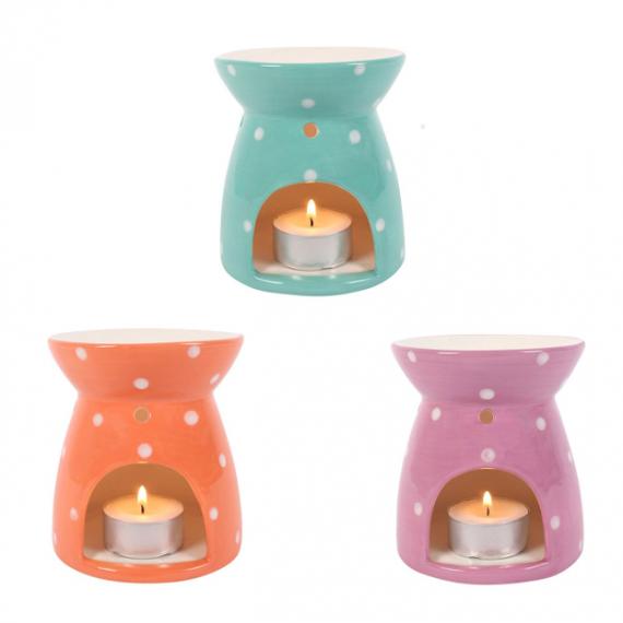 Polka Dot Wax Burner with Tealights and Scented Wax Melt